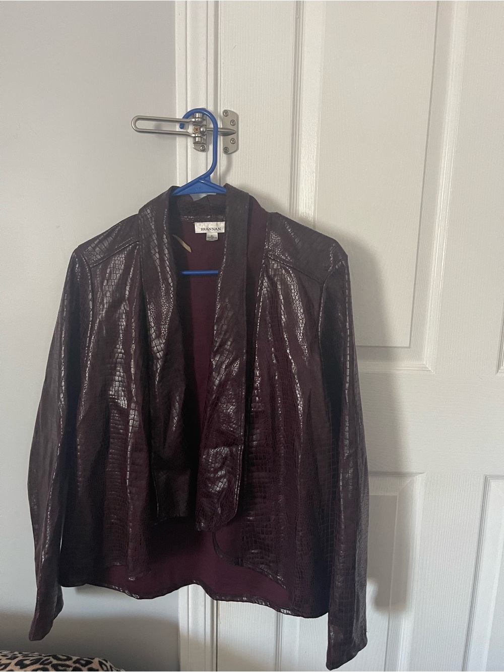 Dana Buchman Open-Front Croc-Embossed Blazer in Deep Plum